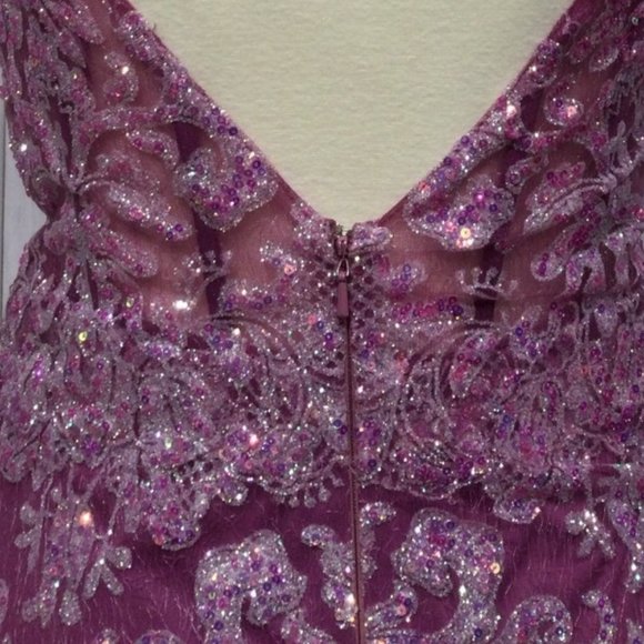 NEW LONG OFF THE SHOULDER SLEEVELESS EMBROIDERED PRINTED DRESS WITH ZIP CC2189 - Picture 6 of 9